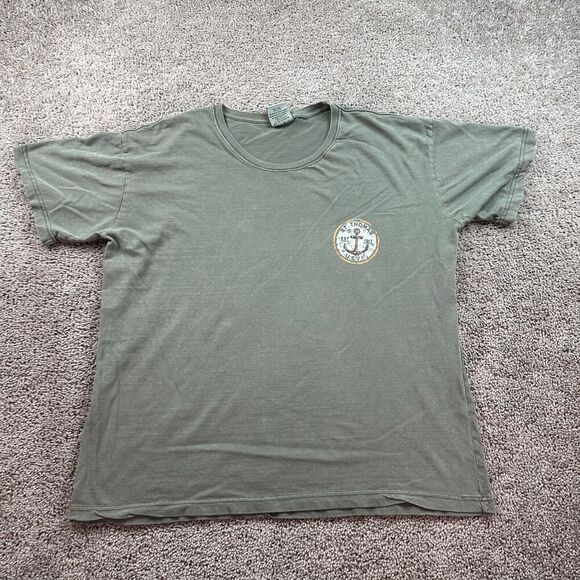 St Thomas Shirt Mens Extra Large Green White Virgin Islans USVI Casual FLAW - Picture 9 of 12